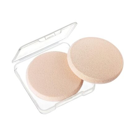 Round Makeup Sponge Set with Travel Case - 2 Piece Beauty Puff for Primer, Powder, and Foundation